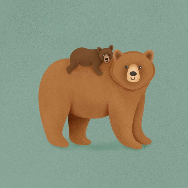 Illustration of a bear and her cub