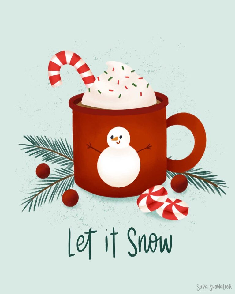 Illustration of a red mug topped with whipped cream